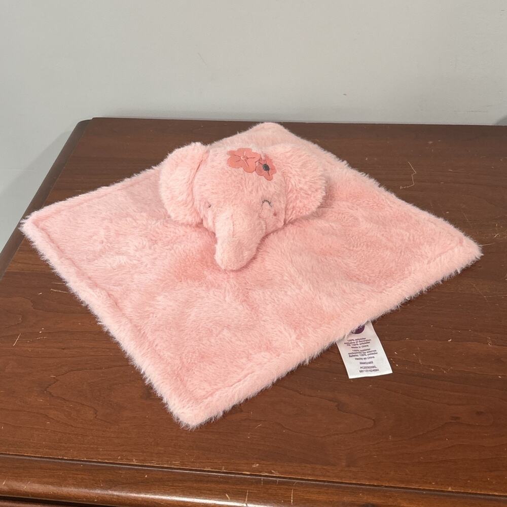 Parents Choice Pink Elephant blanket lovey Plush Satin Floral Security Soft Toy